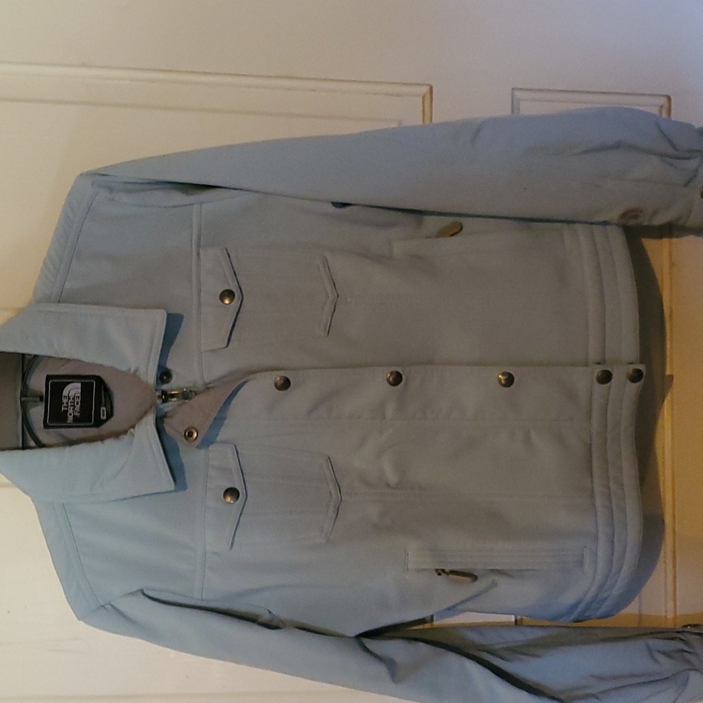North Face Jean Jacket" Style Ski Jacket. Powder Blue. Size Medium. Worn 3 Times